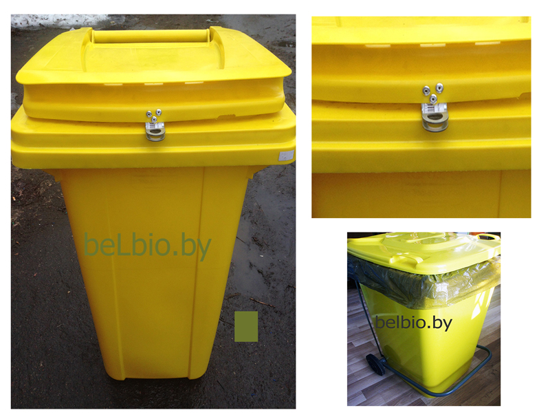 Пластиковый контейнер для мусора 120 литров под замок
