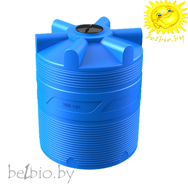 емкость для воды V- 2000 литров вертикальная цилиндричекая, пластиковый резервуар